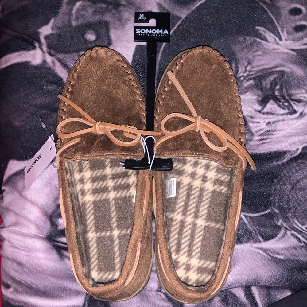 Men’s NWT comfort cushion chestnut slip on slipper moccasin loafer shoes